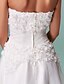 זול שמלות כלה-שמלותקבלתפנים שמלות חתונה גזרת A לב (סוויטהארט) סטרפלס באורך  הברך סאטן שמלות כלה עם אסוף פרח 2024
