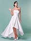 levne Svatební šaty-A-Linie Bez ramínek Asymetrické Taft Svatební šaty vyrobené na míru s Nabírání / Šerpa / Stuha / Sklady podle LAN TING BRIDE®