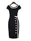 cheap Work Dresses-Women&#039;s Work Vintage Street chic Slim Sheath Dress - Solid Colored Spring Black M L XL
