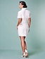 baratos Vestidos de Casamento-Sheath / Column Wedding Dresses Strapless Short / Mini Taffeta Short Sleeve Little White Dress with Ruched Ruffle 2020 / Yes