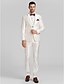 cheap Tuxedo Suits-White Polyester Tailored Fit Three-Piece Tuxedo