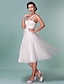 זול שמלות כלה-אולם שמלות חתונה גזרת A צוואר הלטר רצועות רגילות באורך  הברך סאטן שמלות כלה עם פפיון סרט 2024