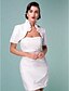 Χαμηλού Κόστους Νυφικά Φορέματα-Ίσια Γραμμή Φορεματα για γαμο Στράπλες Κοντό / Μίνι Ταφτάς Κοντομάνικο Μικρά Άσπρα Φορέματα με Πιασίματα Βολάν 2020 / Ναι
