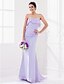 cheap Bridesmaid Dresses-Sheath / Column Strapless Sweep / Brush Train Georgette Bridesmaid Dress with Ruffles / Side Draping