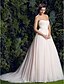 זול שמלות כלה-שמלות חתונה גזרת A לב (סוויטהארט) ללא שרוולים שובל קורט טול שמלות כלה עם כפתור בד בהצלבה 2023