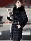 billige Pelse og læder til kvinder-Women&#039;s Elegant Faux Fur Pure Color Long Sleeve Coat