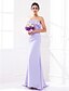 cheap Bridesmaid Dresses-Sheath / Column Strapless Sweep / Brush Train Georgette Bridesmaid Dress with Ruffles / Side Draping