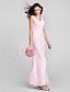 cheap Bridesmaid Dresses-Sheath / Column V Neck Floor Length Chiffon Bridesmaid Dress with Criss Cross