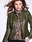 cheap Women&#039;s Outerwear-Women&#039;s Punk &amp; Gothic Solid Colored Coat, PU Long Sleeve Stand Emerald / Slim