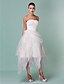 זול שמלות כלה-נשף שמלות חתונה לב (סוויטהארט) א-סימטרי אורגנזה סטרפלס שמלות לבנות קטנות עם תד נשפך 2020
