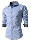 cheap Men&#039;s Dress Shirts-Men&#039;s Shirt Dress Shirt Plaid / Check Spread Collar White Dark Blue Light Blue Long Sleeve Plus Size Daily Work Print Slim Tops Streetwear Business / Spring / Fall