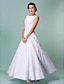 cheap Wedding Dresses-A-Line Bateau Neck Ankle Length All Over Lace Made-To-Measure Wedding Dresses with Ruched by LAN TING BRIDE® / Little White Dress