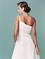 זול שמלות כלה-אולם שמלות חתונה גזרת A כתפיה אחת תחתונית כתפיות ספגטי באורך  הברך סאטן שמלות כלה עם פרח קיץ 2023 מסיבת חתונה, בגדי נשים