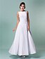 cheap Wedding Dresses-A-Line Bateau Neck Ankle Length All Over Lace Made-To-Measure Wedding Dresses with Ruched by LAN TING BRIDE® / Little White Dress