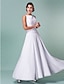 cheap Wedding Dresses-A-Line Bateau Neck Ankle Length All Over Lace Made-To-Measure Wedding Dresses with Ruched by LAN TING BRIDE® / Little White Dress