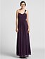 cheap Bridesmaid Dresses-Sheath / Column Bridesmaid Dress One Shoulder Sleeveless Open Back Floor Length Chiffon with Criss Cross / Draping