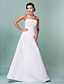 cheap Wedding Dresses-Reception Wedding Dresses A-Line Strapless Strapless Floor Length Lace Over Satin Bridal Gowns With Lace 2024