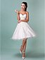 cheap Wedding Dresses-Reception Wedding Dresses A-Line Sweetheart Strapless Knee Length Satin Bridal Gowns With Ruched Flower 2024