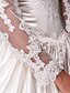 preiswerte Hochzeitskleider-Hochzeitskleider Ballkleid V Ausschnitt Langarm Kathedralen Schleppe Satin Brautkleider Mit Perlenstickerei Applikationen 2024
