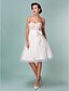 cheap Wedding Dresses-Hall Open Back Wedding Dresses A-Line Sweetheart Strapless Knee Length Tulle Bridal Gowns With Bowknot Sash / Ribbon 2024