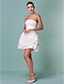 olcso Menyasszonyi ruhák-Báli ruha Esküvői ruhák Pánt nélküli Rövid / mini Taft Pánt nélküli Formális Alkalmi Extra méret val vel Hosszú szoknya Ráncolt Gyöngydíszítés 2021