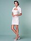 זול שמלות כלה-מעטפת \ עמוד שמלות חתונה סטרפלס קצר \ מיני טפטה שרוולים קצרים שמלות לבנות קטנות עם אסוף קפלים 2020 / Yes