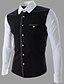 cheap Men&#039;s Tops-Reverie Men&#039;s Lapel Neck Contrast Color Leisure Long Sleeve Shirt