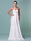 cheap Wedding Dresses-Sheath / Column Wedding Dresses Sweetheart Neckline Floor Length Chiffon Sleeveless with Flower Criss-Cross 2022