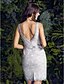 cheap Bridesmaid Dresses-Sheath / Column V Neck Short / Mini Lace Bridesmaid Dress with Lace / Pleats by LAN TING BRIDE®