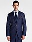 cheap Suits-Blue Stripes Tailored Fit Wool / Polyester Suit - Slim Notch Single Breasted Two-buttons / Suits
