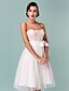 cheap Wedding Dresses-Hall Open Back Wedding Dresses A-Line Sweetheart Strapless Knee Length Tulle Bridal Gowns With Bowknot Sash / Ribbon 2024