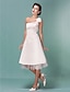 Χαμηλού Κόστους Νυφικά Φορέματα-Αίθουσα Φορεματα για γαμο Γραμμή Α Ένας Ώμος Καμιζόλα Λεπτές Τιράντες Μέχρι το γόνατο Σατέν Νυφικά φορέματα Με Λουλούδι Καλοκαίρι 2023 Γαμήλιο Πάρτυ, Γυναικεία Ρούχα