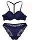 voordelige Beha en slipje-sets-Vrouwen Katoen Effen Push-Up Beha/slip set 5/8 cup Wit Zwart Blauw