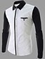 cheap Men&#039;s Tops-Reverie Men&#039;s Lapel Neck Contrast Color Leisure Long Sleeve Shirt