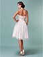 cheap Wedding Dresses-Hall Open Back Wedding Dresses A-Line Sweetheart Strapless Knee Length Tulle Bridal Gowns With Bowknot Sash / Ribbon 2024