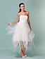 cheap Wedding Dresses-Ball Gown Wedding Dresses Sweetheart Neckline Asymmetrical Organza Strapless Little White Dress with Draping 2020