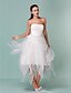 abordables Robes de Mariée-Robe de Soirée Robes de mariée Coeur Asymétrique Organza Sans Bretelles Petites Robes Blanches avec Drapée 2020