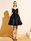 זול שמלות לאירועים מיוחדים-נשף / צמוד ומתרחב צווארון V באורך  הברך ג&#039;רסי שמלה שחורה קטנה מסיבת קוקטייל שמלה עם סרט / כיס על ידי TS Couture®