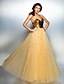 Χαμηλού Κόστους Φορέματα Χορού Αποφοίτησης-Γραμμή Α Φανταχτερό Φόρεμα Χοροεσπερίδα Επίσημο Βραδινό Μακρύ Αμάνικο Καρδιά Τούλι με Πούλιες 2023
