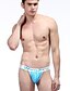 abordables Sous-vêtements exotiques homme-Homme Polyester / Spandex G-string Sous-vêtements - Imprimé Vert Bleu Bleu clair