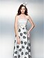 cheap Prom Dresses-Sheath / Column Pattern Dress Dress Prom Formal Evening Floor Length Sleeveless Spaghetti Strap Stretch Satin with Lace Ruched Beading 2023