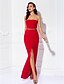 cheap Prom Dresses-Sheath / Column Minimalist Elegant Prom Formal Evening Dress Strapless Sleeveless Floor Length Jersey with Split Front