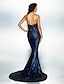 זול שמלות ערב-בתולת ים \ חצוצרה אלגנטית שמלה ערב רישמי שובל קורט ללא שרוולים לב (סוויטהארט) נצנצים עם נצנצים 2023