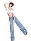 זול מכנסיים לנשים-מכנסיים בגדי ריקוד נשים כותנה מידות גדולות רגל רחבה / ג&#039;ינסים - משוחרר אחיד