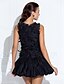 billige Kjoler for Spesielle Anledninger-Ball Gown Jewel Neck Short / Mini Organza / Taffeta Dress with Beading / Ruffles / Flower by TS Couture®