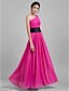 cheap The Wedding Store-Sheath / Column Bridesmaid Dress One Shoulder Sleeveless Color Block Floor Length Chiffon with Sash / Ribbon / Pleats / Draping 2022