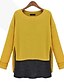 cheap Women&#039;s Blouses &amp; Shirts-Women&#039;s Daily Blouse Color Block Layered Long Sleeve Tops Casual Yellow Navy Blue Dark Gray