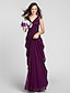 cheap Bridesmaid Dresses-Sheath / Column V Neck Floor Length Chiffon Bridesmaid Dress with Sash / Ribbon / Ruched