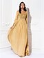 cheap Mother of the Bride Dresses-A-Line Mother of the Bride Dress Plus Size Elegant V Neck Floor Length Chiffon Long Sleeve No with Ruched Crystals Beading 2022
