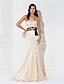 cheap Special Occasion Dresses-Mermaid / Trumpet Elegant Dress Formal Evening Military Ball Sweep / Brush Train Sleeveless Strapless Lace with Sash / Ribbon Draping 2023